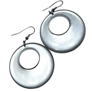 Vintage Shiny Reflective Offset Thick Circle Hoop Earrings